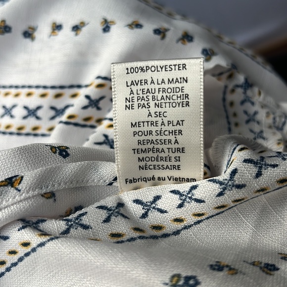 J By J.O.A Smocked Off Shoulder Floral Striped White Top. White, blue, & yellow - Picture 10 of 10